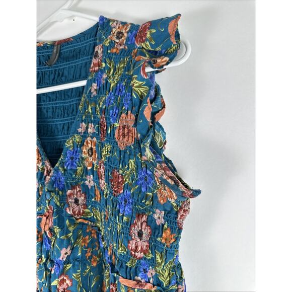 Anthropologie Peregrine Floral Blue Flutter Sleeve Midi Dress Size XL - Picture 4 of 8